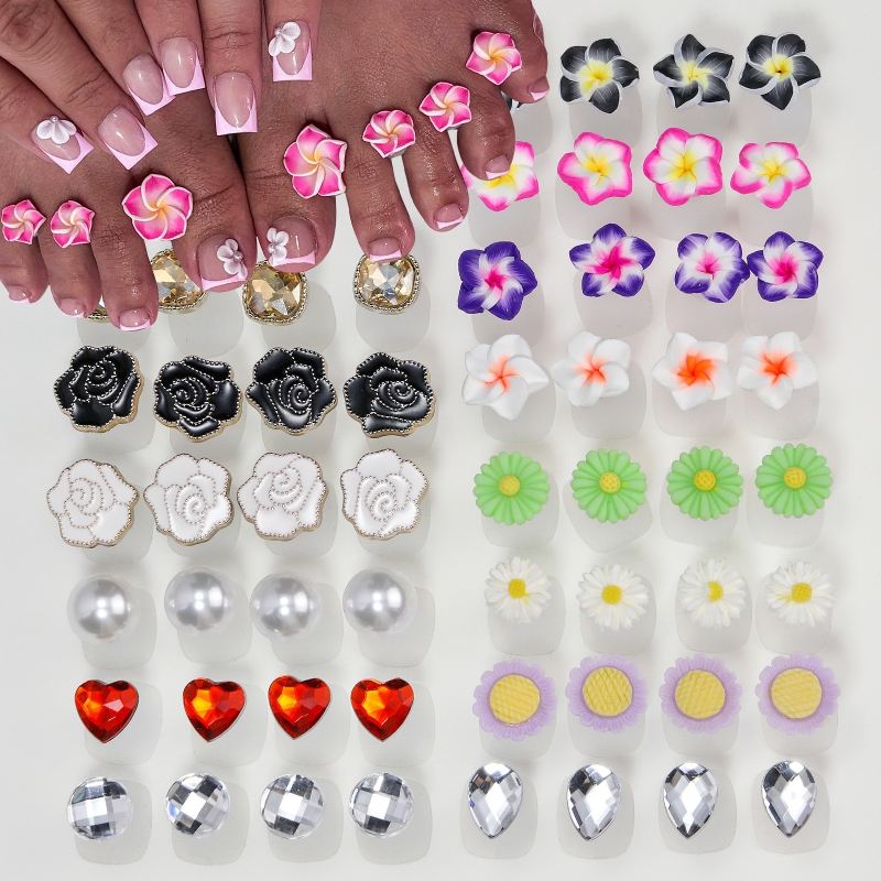 Silicone Toe Separators  Daisy and Water Drop Rhinestones